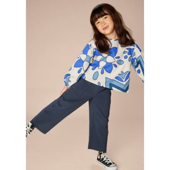 NEW! Tea Collection Kids Girls Boho Woven Top 7 Blue White Geometric Print $45 - Picture 9 of 9